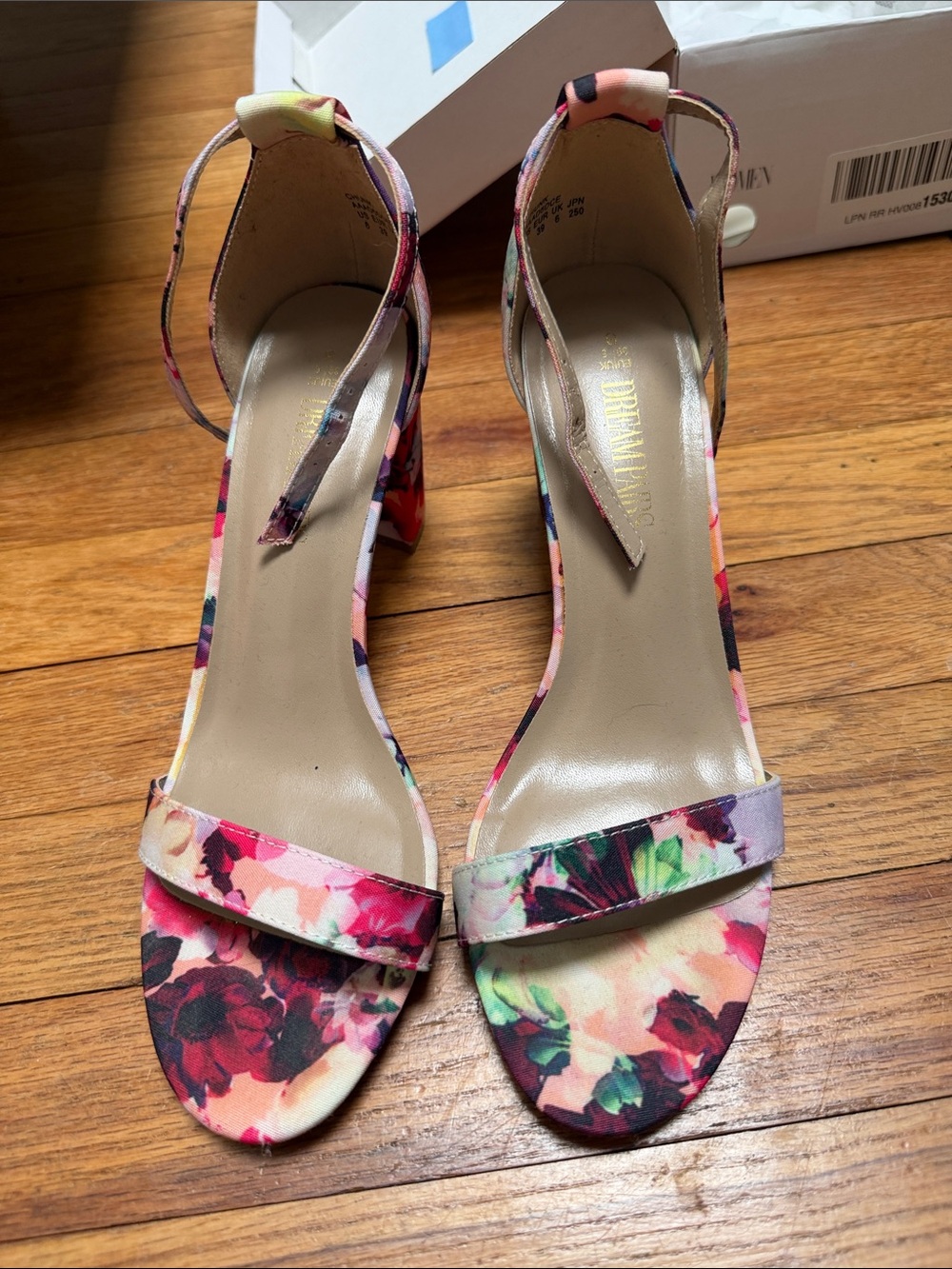 Dream Pairs Floral Ankle-Strap Heels - Pink, Red, Green